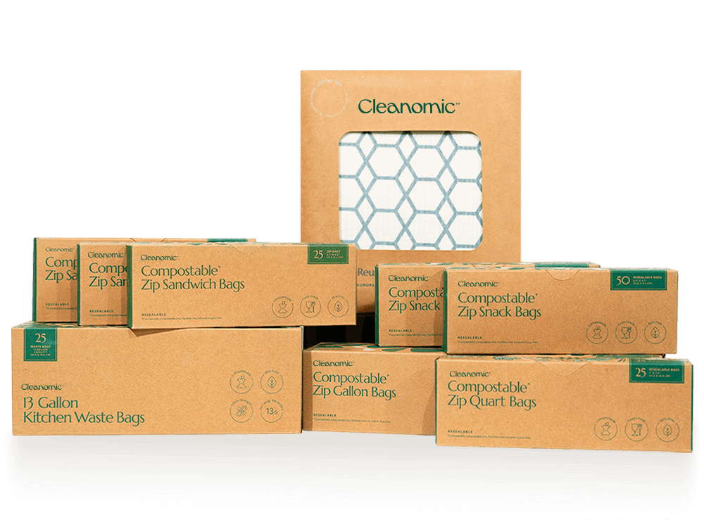 Cleanomic compostable* Zip Bags