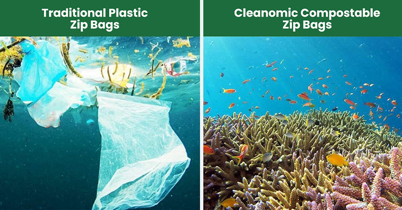 Cleanomic compostable* Zip Bags